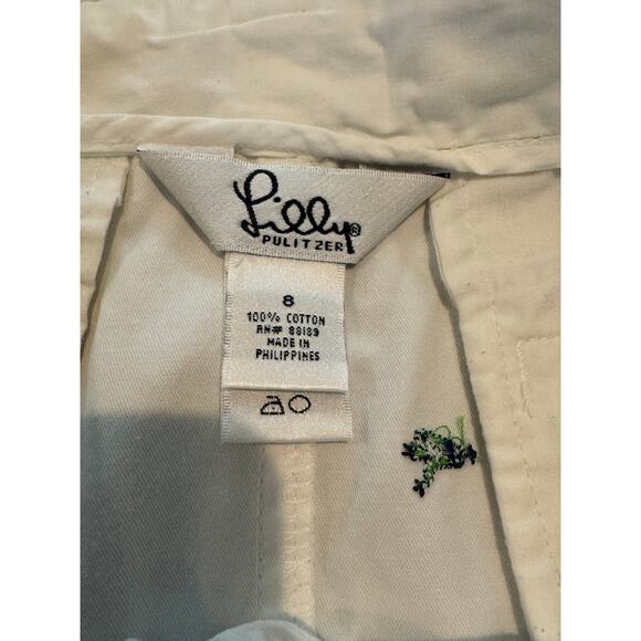Lilly Pulitzer Cotton Skirt Size 8 White Mini Embroidered Frogs Golf Resort - Picture 5 of 9